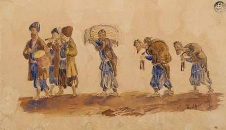 Վանո Խոջաբեկյան (1875-1922)  «Փեսացուի հարսանեկան նվերները» (թուղթ, թանաք)  Հայաստանի Ազգային Պատկերասրահի ֆոնդապահոցից